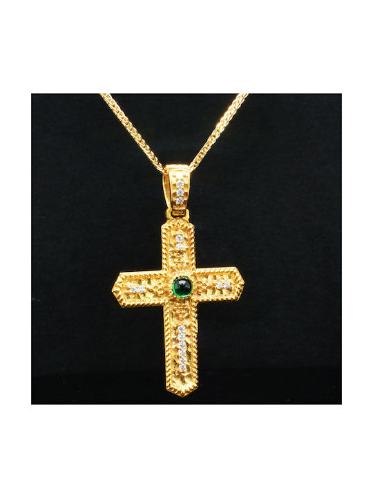 Damen Gold Byzantinisch Kreuz 14K mit Kette