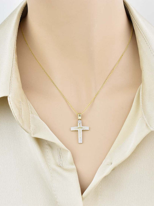 Goldjewels Women's Gold Cross 14K Double Sided