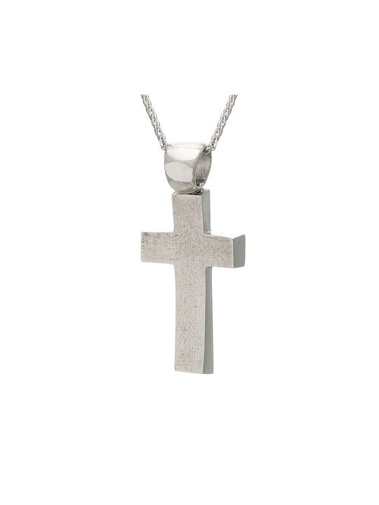 Men's White Gold Cross 14K