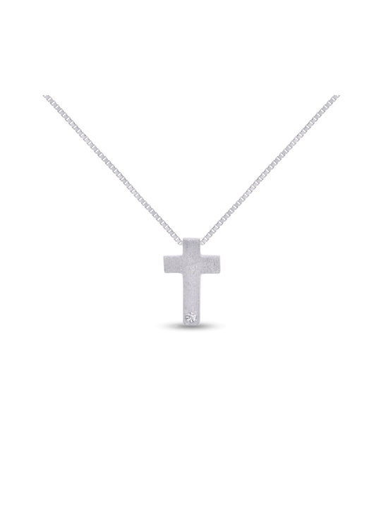 Damen Weißgold Kreuz 14K mit Kette