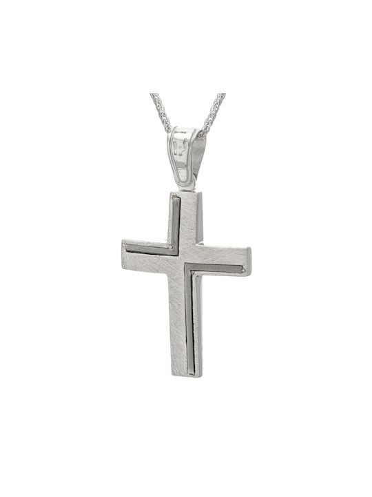 Men's White Gold Cross 14K