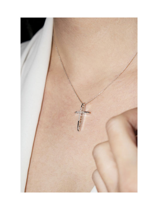 Weißgold Kreuz 18K mit Kette