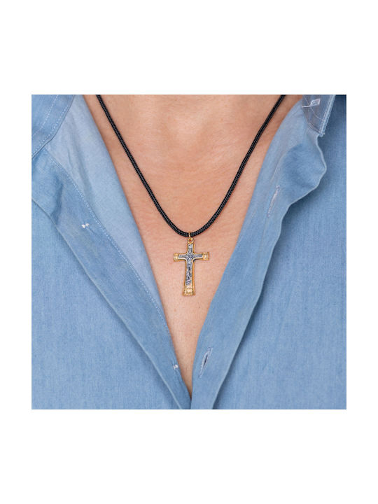 Men's Byzantine Cross Double Sided with the Crucified from Gold Plated Silver