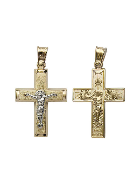 Men's Gold Cross 14K Double Sided