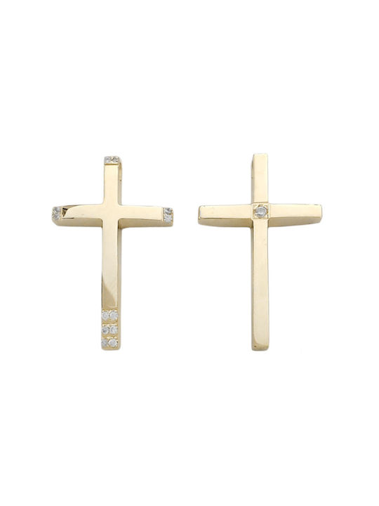 Damen Gold Kreuz 14K Beidseitig