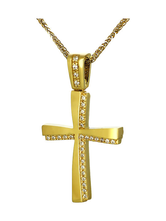 Damen Gold Kreuz 14K Beidseitig