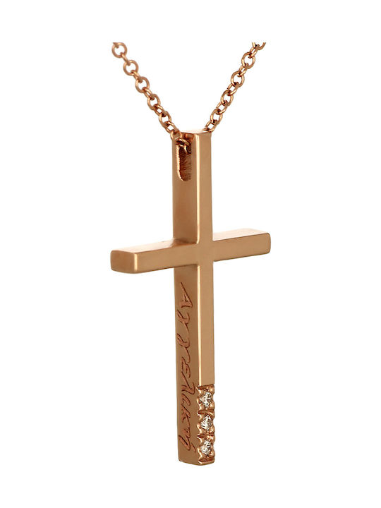 Roségold Kreuz 18K mit Kette