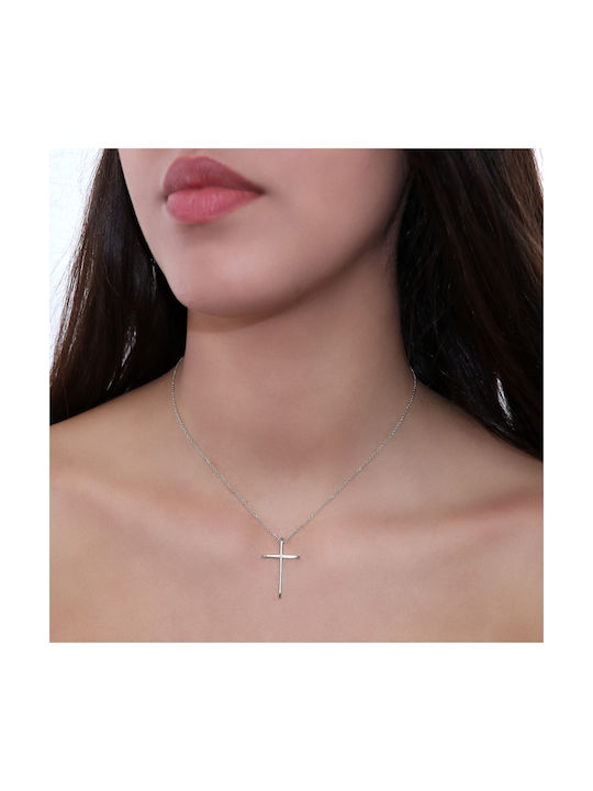 Herren Weißgold Kreuz 14K mit Kette