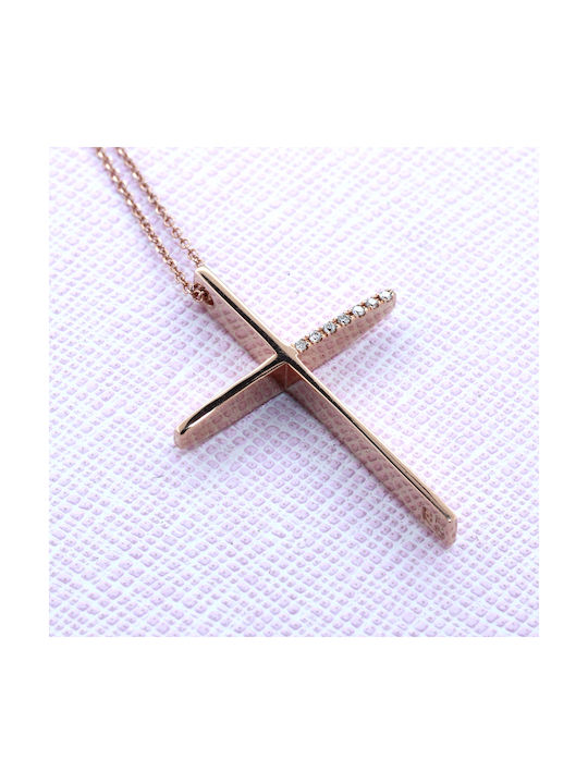 Roségold Kreuz 18K mit Kette