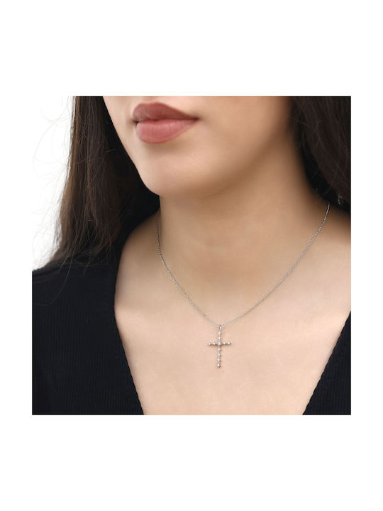 Weißgold Kreuz 14K mit Kette