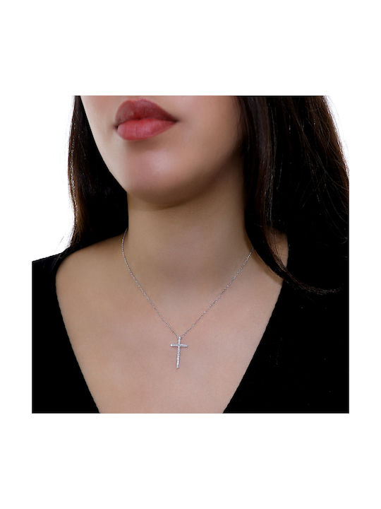 White Gold Cross 14K with Chain