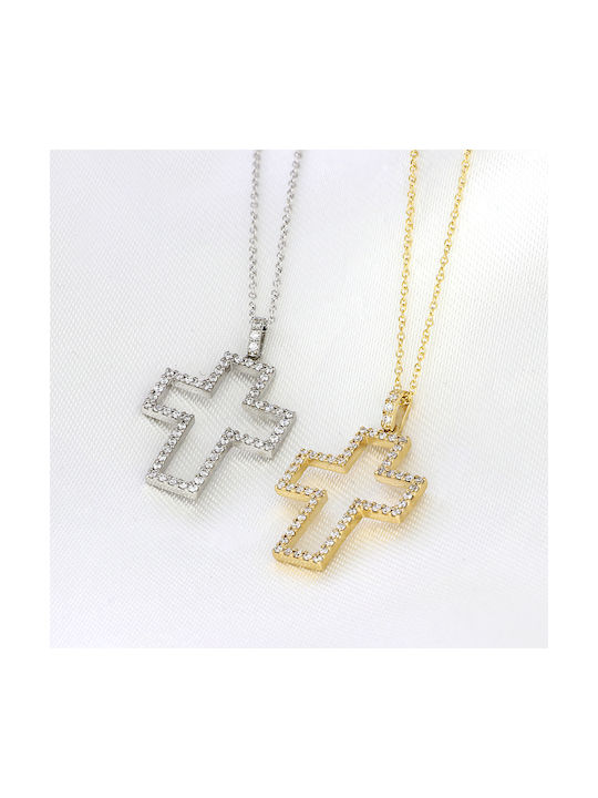 White Gold Cross 18K with Chain