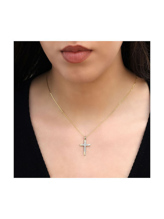 Damen Gold Kreuz 9K mit Kette