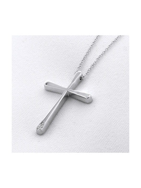 Weißgold Kreuz 14K mit Kette