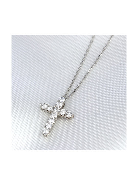 White Gold Cross 18K with Chain