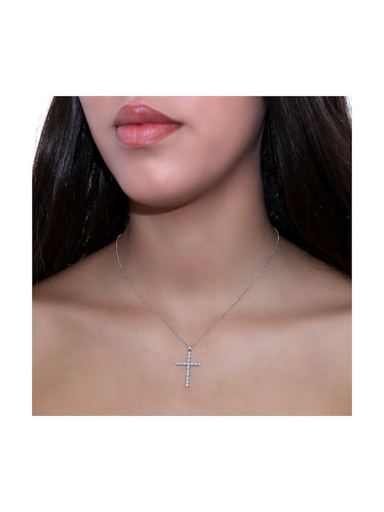 White Gold Cross 18K