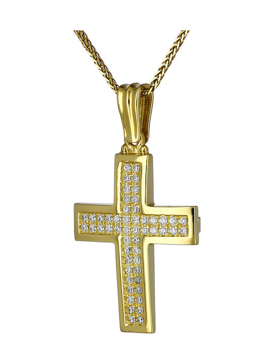 Damen Gold Kreuz 14K Beidseitig