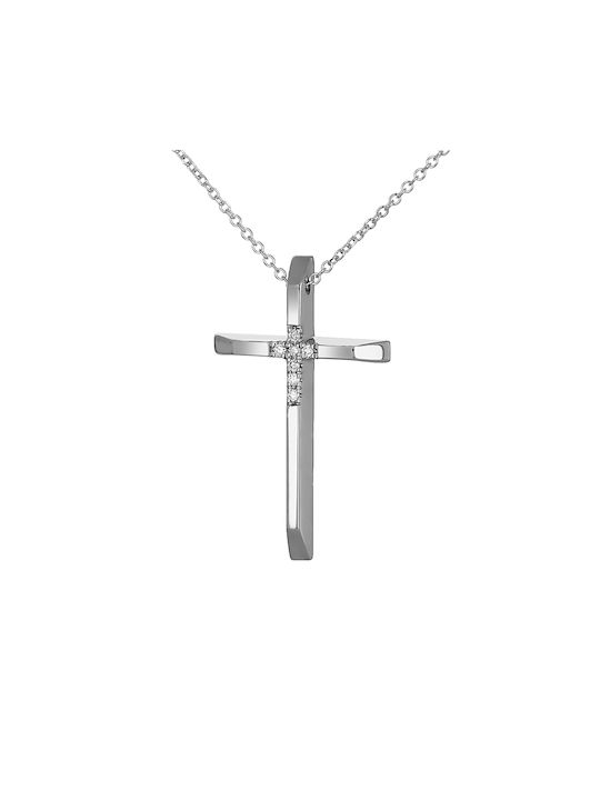 Women's White Gold Cross 18K with Chain