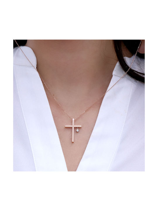 Damen Roségold Kreuz 14K