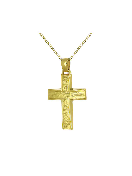 Herren Gold Kreuz 14K Beidseitig