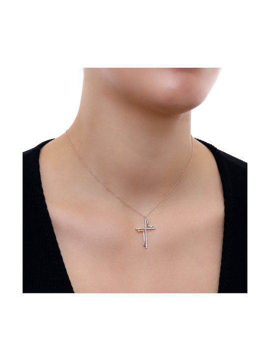 Damen Roségold Kreuz 14K mit Kette