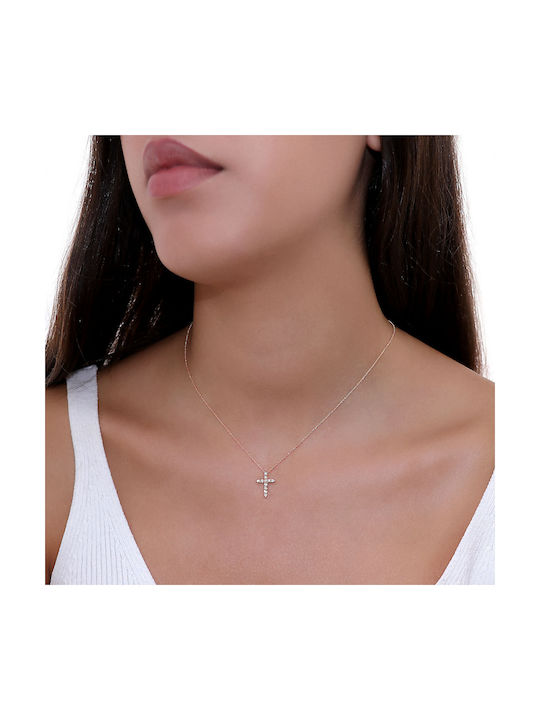 Roségold Kreuz 18K mit Kette