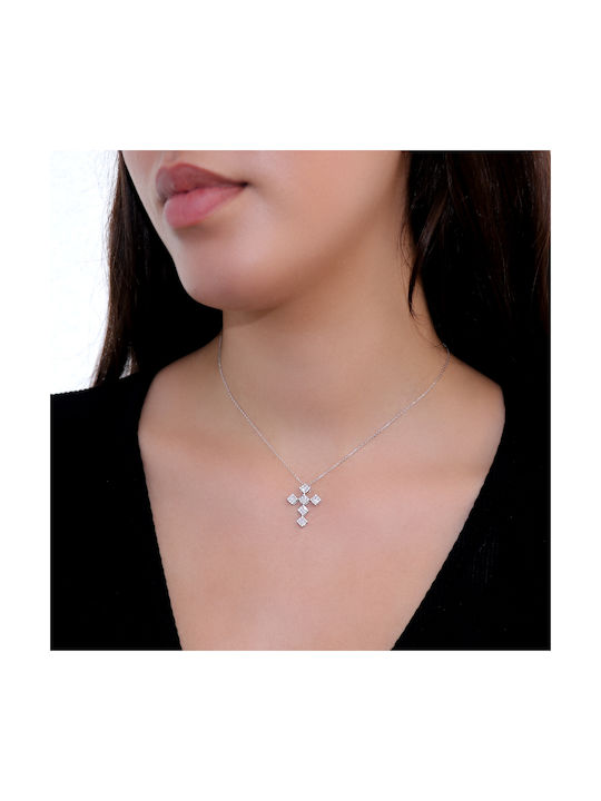 White Gold Cross 18K with Chain