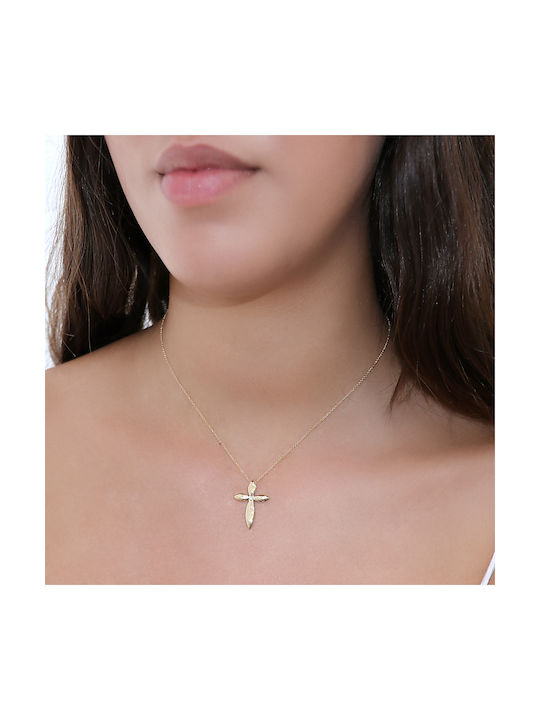 Damen Gold Kreuz 14K mit Kette