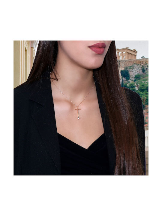 Women's Rose Gold Cross 14K