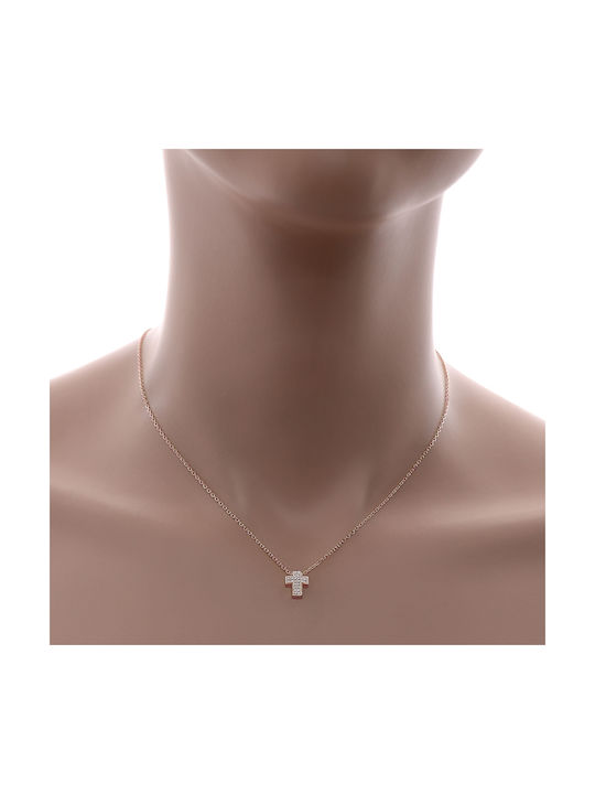 Damen Roségold Kreuz 14K mit Kette