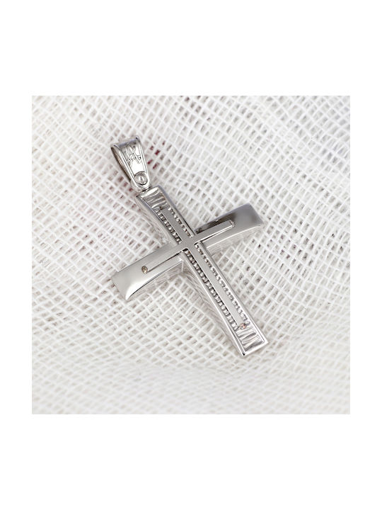 Men's White Gold Cross 14K