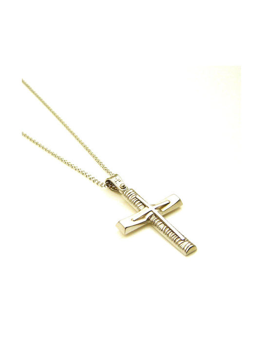 Herren Weißgold Kreuz 14K mit Kette