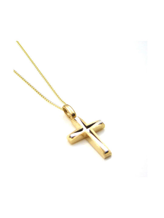 Herren Gold Kreuz 14K mit Kette