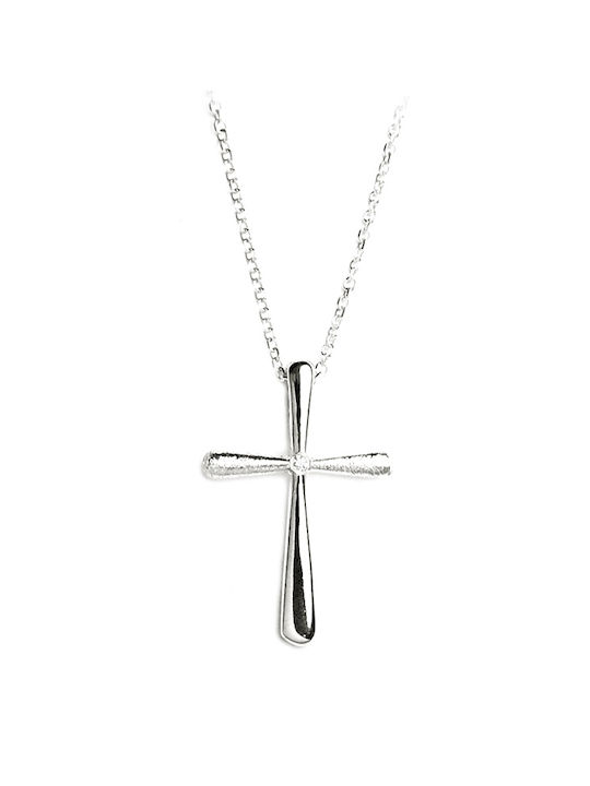 Women's White Gold Cross 18K with Chain