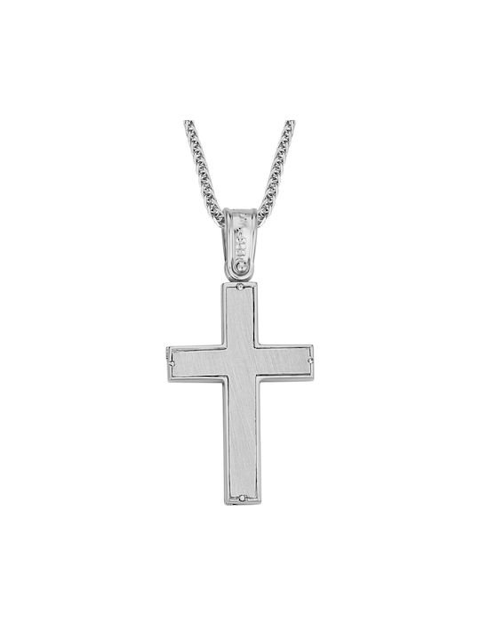 Men's White Gold Cross 14K with Chain