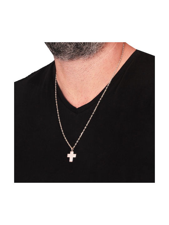 Men's White Gold Cross 14K