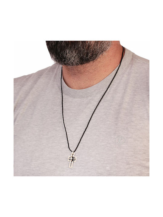 Herren Kreuz aus Silber mit Kordel