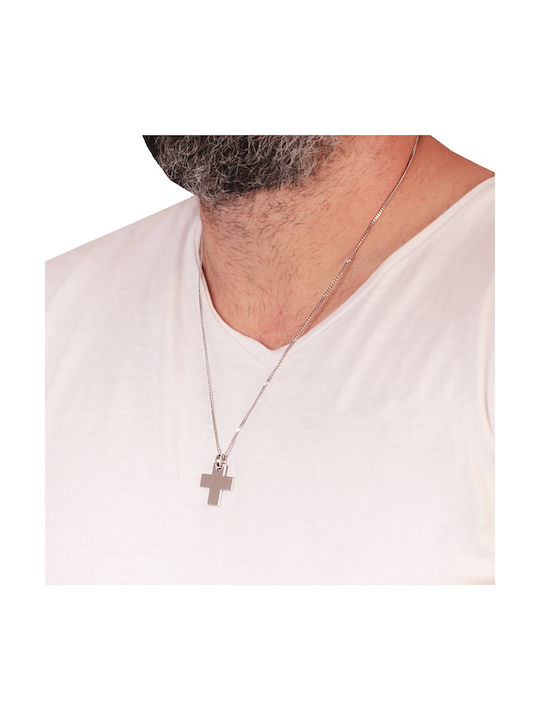 Men's White Gold Cross 18K