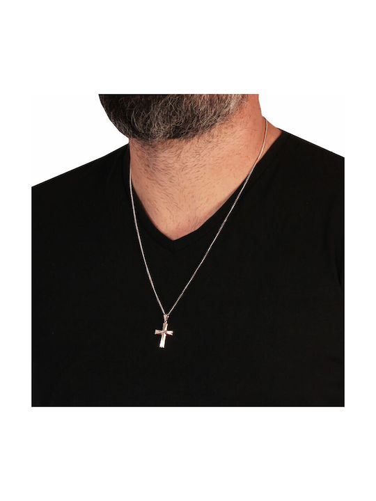 Men's White Gold Cross 14K