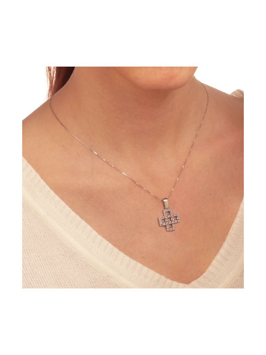 Damen Weißgold Kreuz 14K