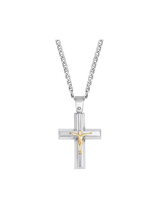 Herren Kreuz mit dem Gekreuzigten aus Silber mit Kette