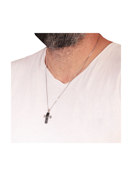 Men's White Gold Cross 18K