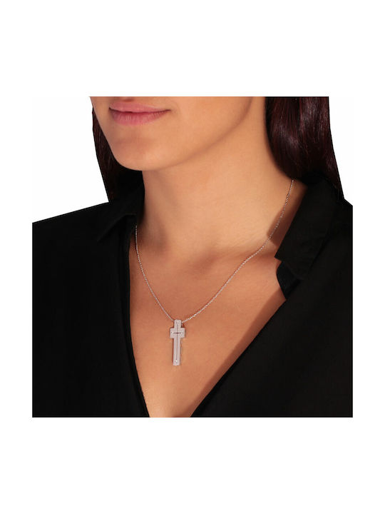 Women's White Gold Cross 18K