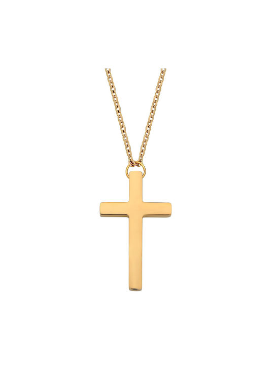 Men's Cross from Gold Plated Steel with Chain