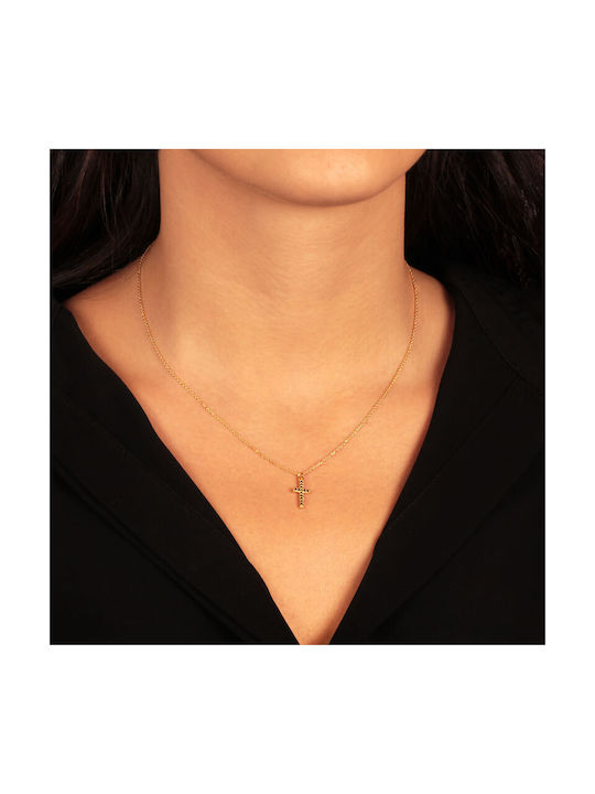 Women's Cross from Gold Plated Silver with Chain