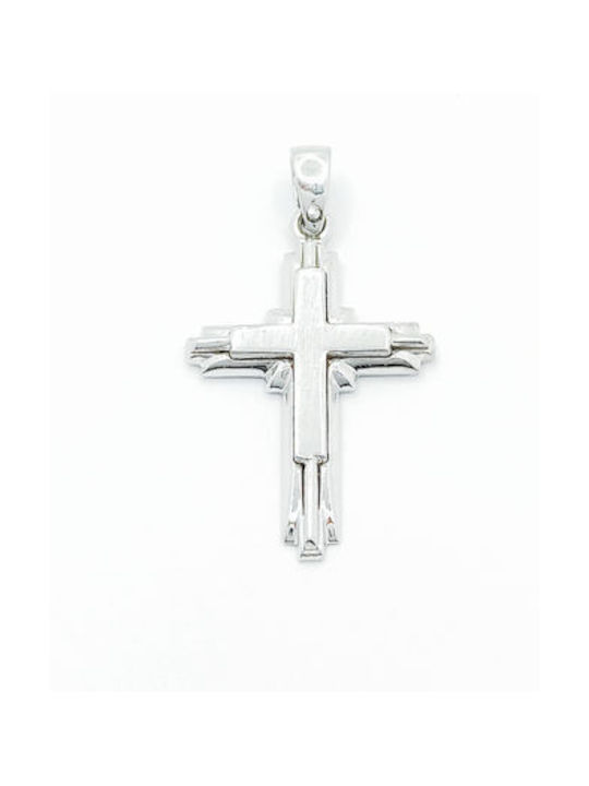 PS Silver White Gold Cross 14K