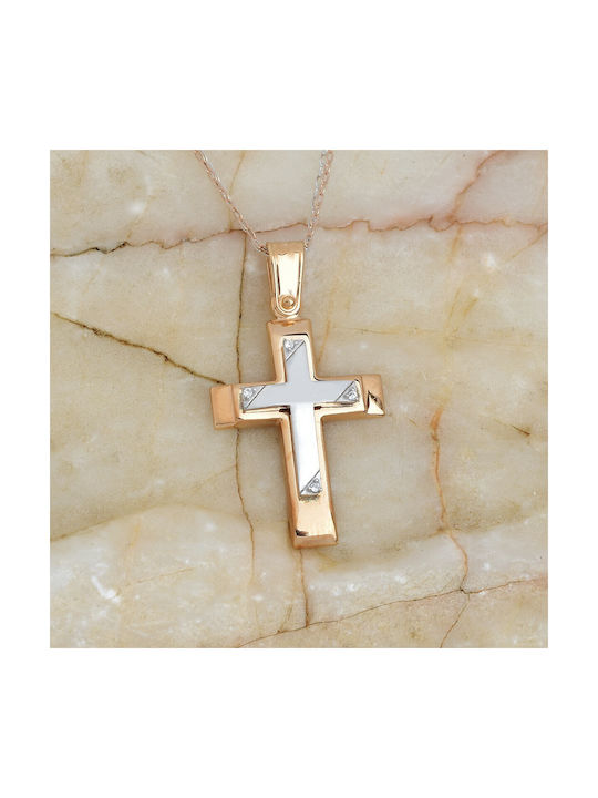 Ioannou24 Damen Gold Kreuz 14K mit Kette