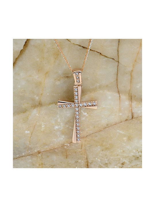 Ioannou24 Gold Cross 14K Double Sided with Chain