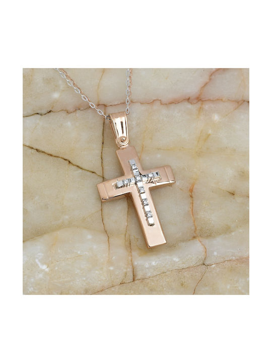 Ioannou24 Damen Gold Kreuz 14K mit Kette