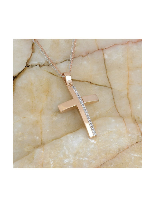 Ioannou24 Damen Gold Kreuz 14K mit Kette